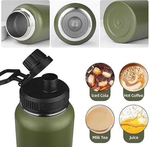 Miniatura 5 de Botella de agua aislada de 32 onzas con mango de paracaídas botella de agua deportiva con tapa de pajita doble aislamiento al vacío botella de agua