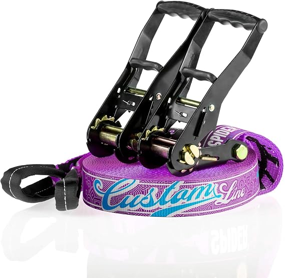TKSA3 - Kit Slackline Custom for Beginners and Experienced Slackliners - Complete webbing Set - Length 25m with 2xRatchets