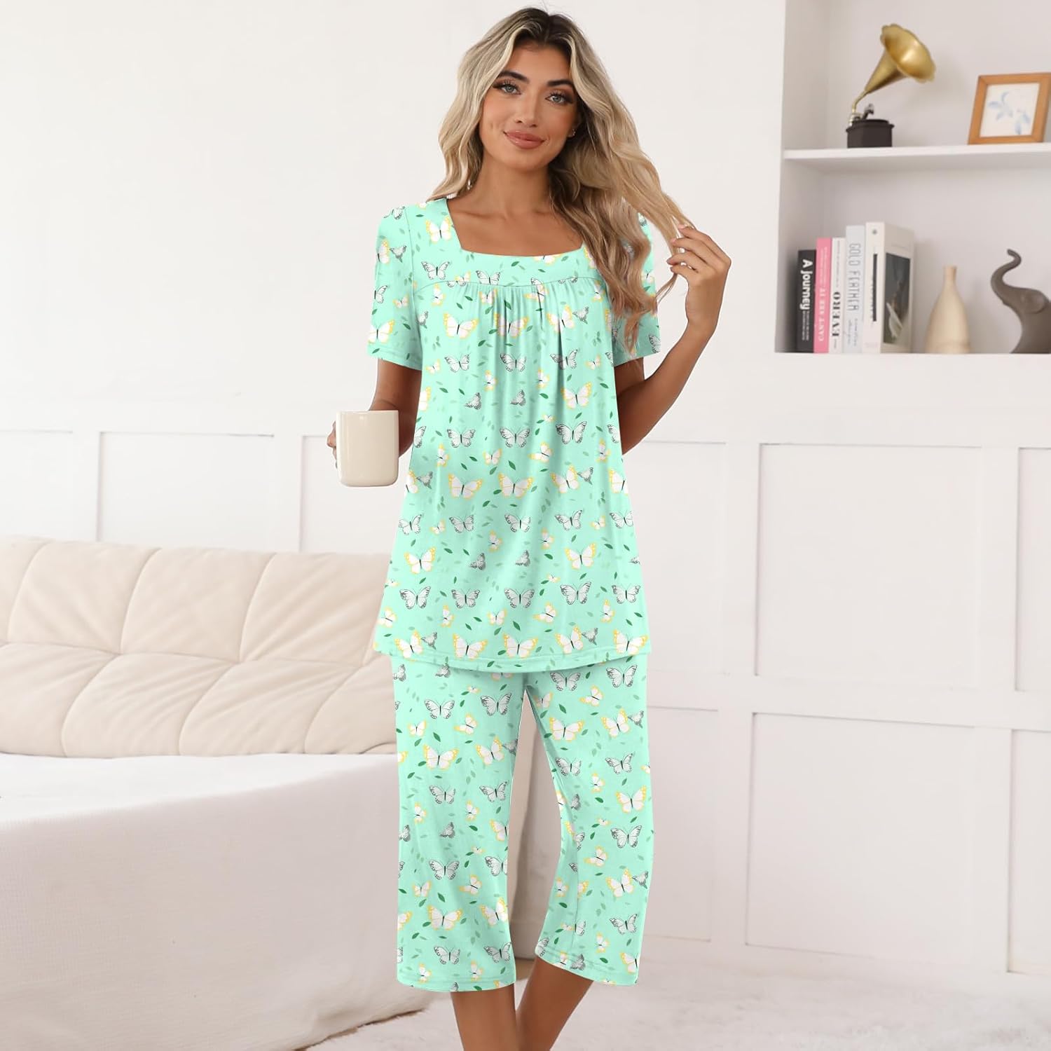 POPYOUNG Summer Womens Pajama Set 2 Pieces Pjs Ladies Pajamas Lounge Sleepwear with Pockets - Image 3