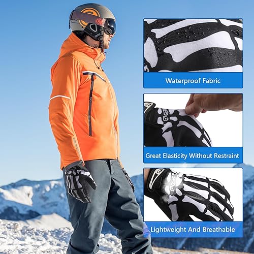 Miniatura 7 de Halloween Skeleton Gloves Touchscreen, Breathable Skull Gloves Cycling Anti-Slip Bone Halloween Costumes Gift