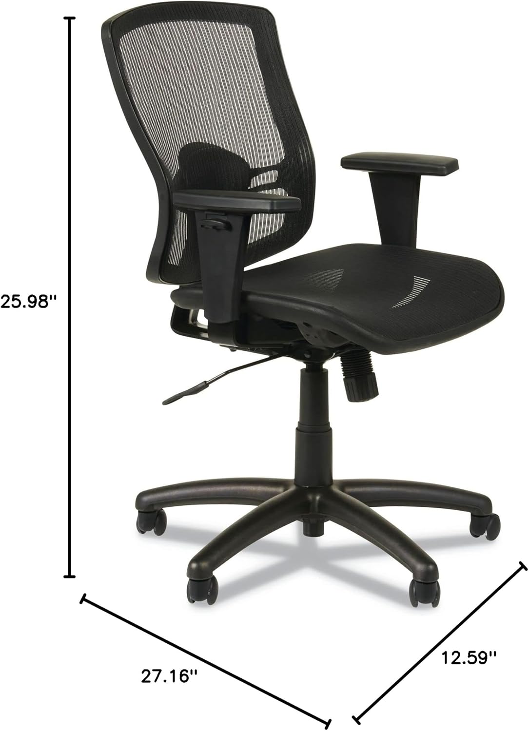Alera ET4218 Etros Series Mesh Mid-Back Synchro Tilt Chair, Mesh Back/Seat, Black
