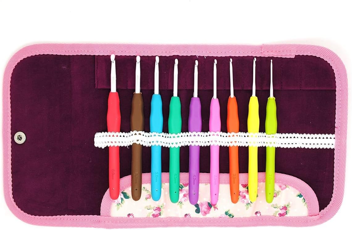 CUTEHILL Crochet Hooks, Crochet Hooks Set with Case, Best Aluminium Crochet and Knitting Tools, 9 Sizes (2mm, 2.5mm, 3mm, 3.5mm, 4mm, 4.5mm, 5mm, 5.5mm, 6mm)