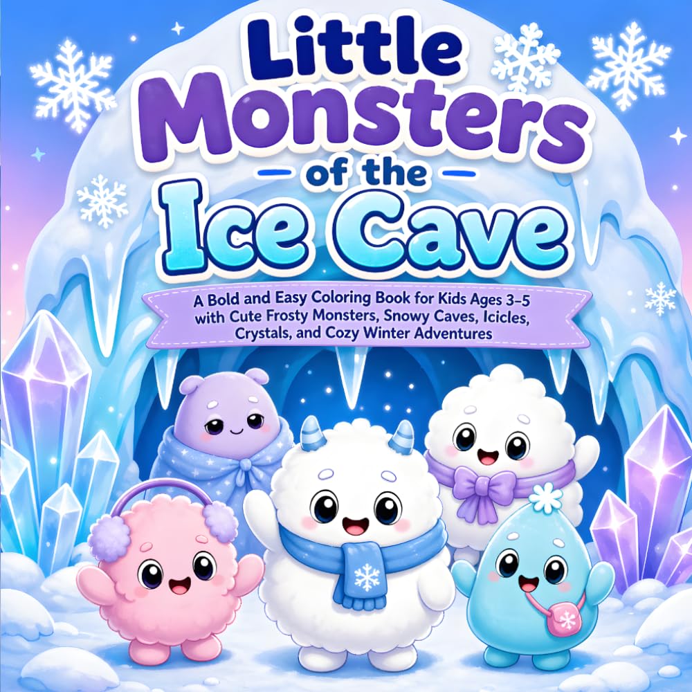 Little Monsters of the Ice Cave: A Bold and Easy Coloring Book for Kids Ages 3–5 with Cute Frosty Monsters, Snowy Caves, Icicles, Crystals, and Cozy Winter Adventures (Little Monster Adventures)