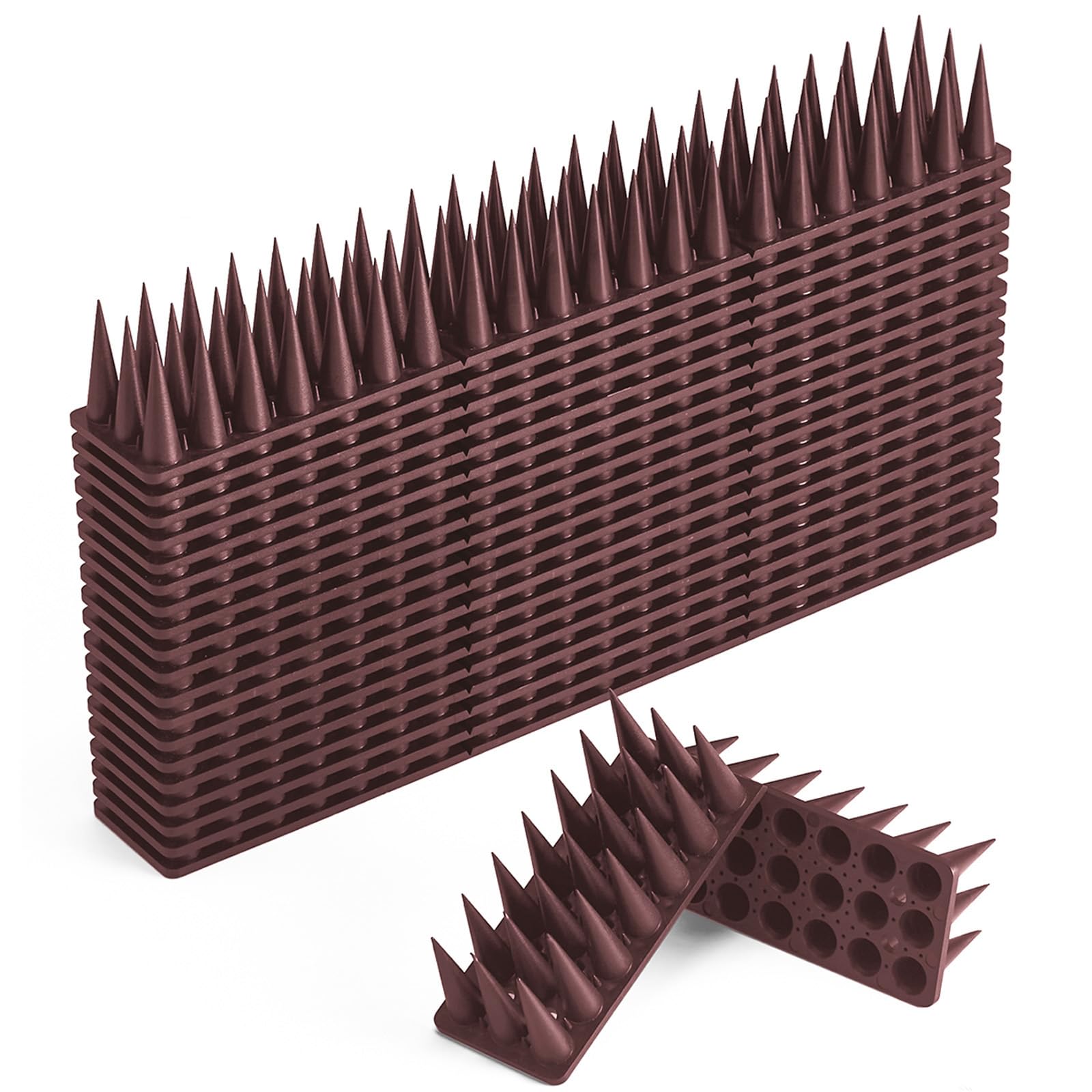 CIIC Bird Spikes for Outside, 9 Pack Bird Pigeon Squirrel Raccoon Cats Deterrent Spikes Anti Bird Defender Spikes Outdoor to Keep Birds Away and Keep Birds from Building Nest Brown