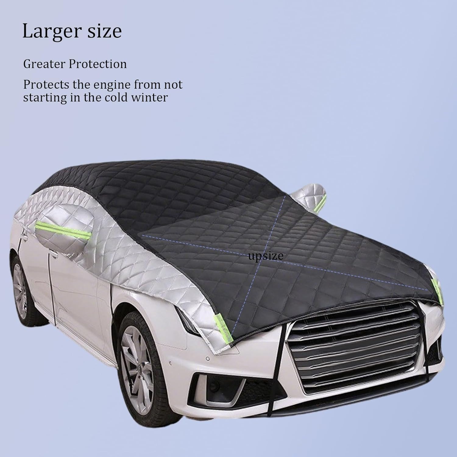 Hail Car Half Cover, for Chevrolet Cruze(2007-2016), Heavy Duty Half Car Cover Hail Blankets Waterproof Outdoor Rain Snow, Silver Black