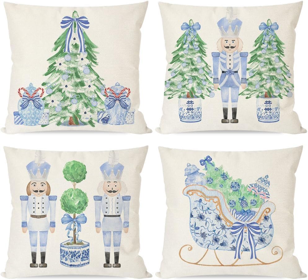 Christmas Chinoiserie Throw Pillow Covers