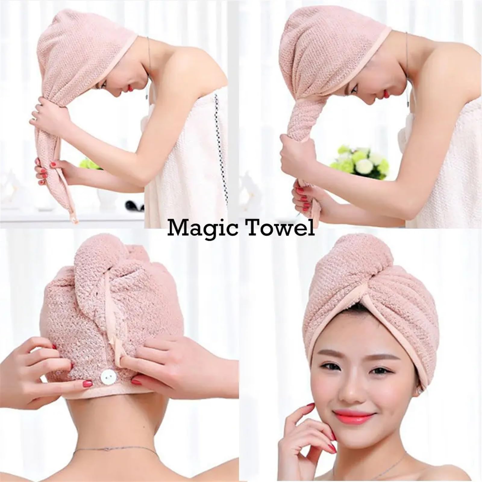 4 Cuffie Per Capelli In Microfibra Assorbente – Turbante Per Asciugatura Rapida, Perfetto Per Viaggi, Palestra E Doccia, Materiale Soffice In Coral Fleece