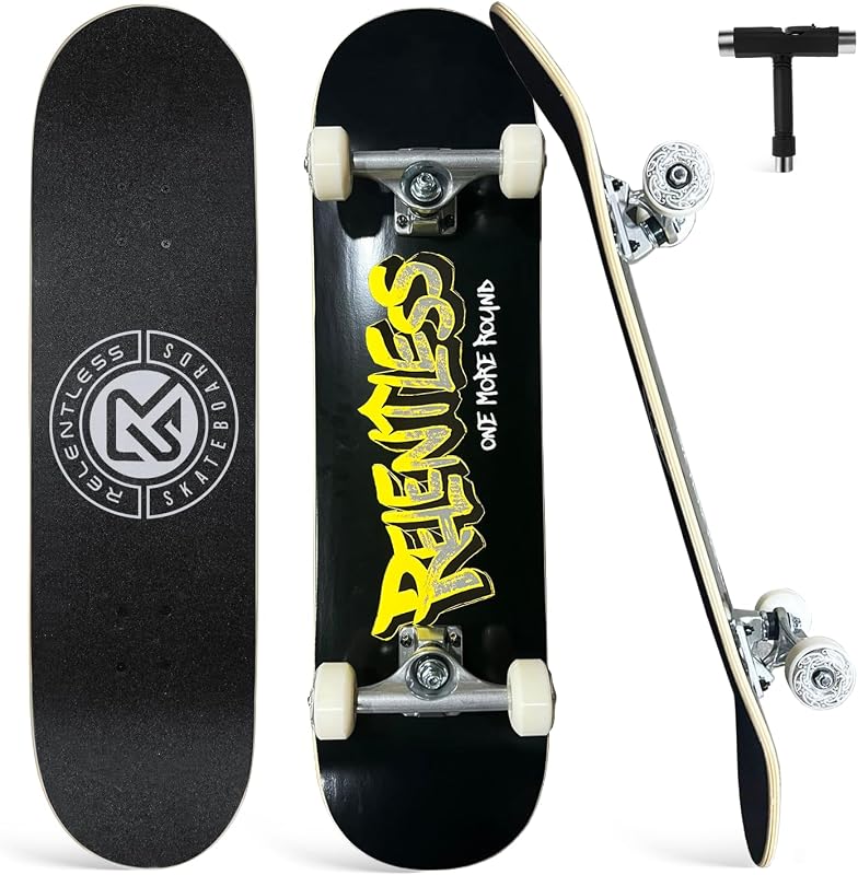 Relentless 31” Complete Skateboard – Premium 7 Ply Maple Deck – Smooth Ride for Beginners & Street Skating – Buy One, We Give One – Durable, Ready to Ride By Hamish Brewer