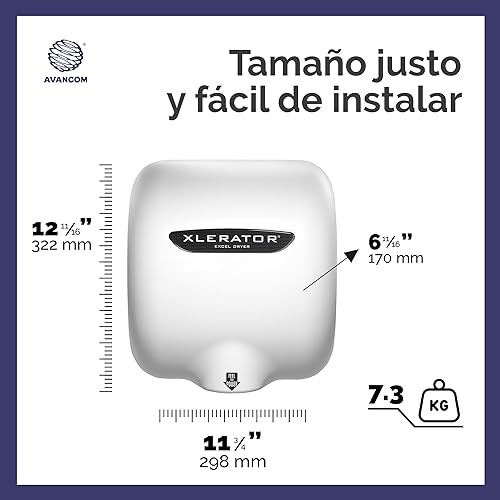 Miniatura 3 de XLERATOR XL-BW - Secador automático de manos de alta velocidad con cubierta termoestable blanca (BMC) y boquilla de reducción de ruido 1.1, 12.5 A,