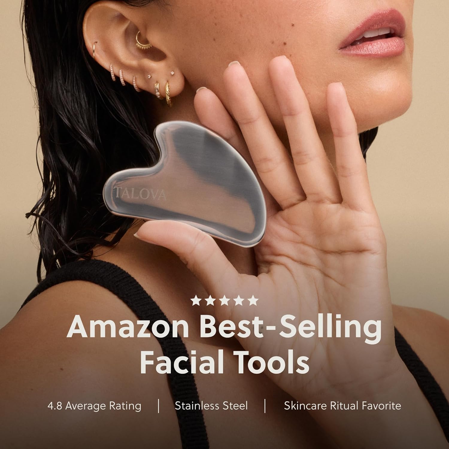 304-Grade Stainless Steel Gua Sha Facial Tool, Easing Facial Tension, Massage and Sculpting Tool for Face and Body, Encourage Lymphatic Drainage, Jawline Sculptor, Skin Care Gift