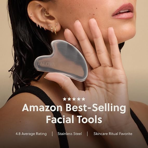 304-Grade Stainless Steel Gua Sha Facial Tool, Easing Facial Tension, Massage and Sculpting Tool for Face and Body, Encourage Lymphatic Drainage, Jawline Sculptor, Skin Care Gift