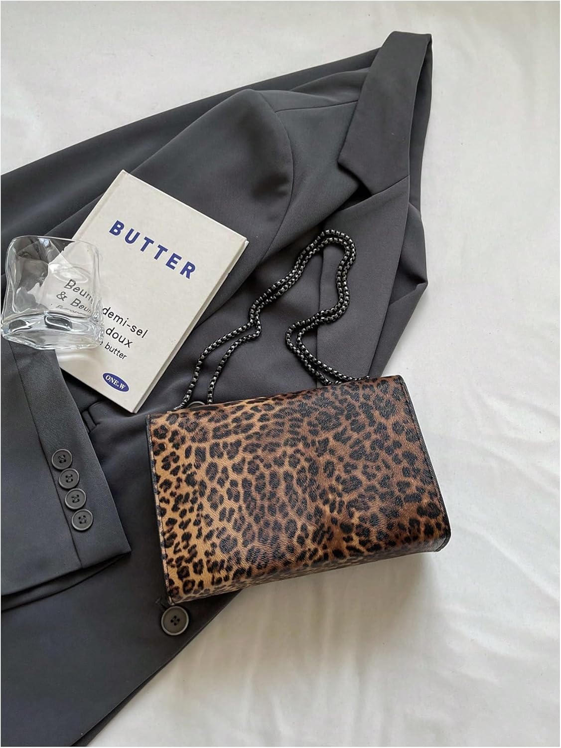 SweatyRocks Women's Leopard Print Flap Shoulder Bag Top Handle Leather Crossbody Purses with Chain Strap