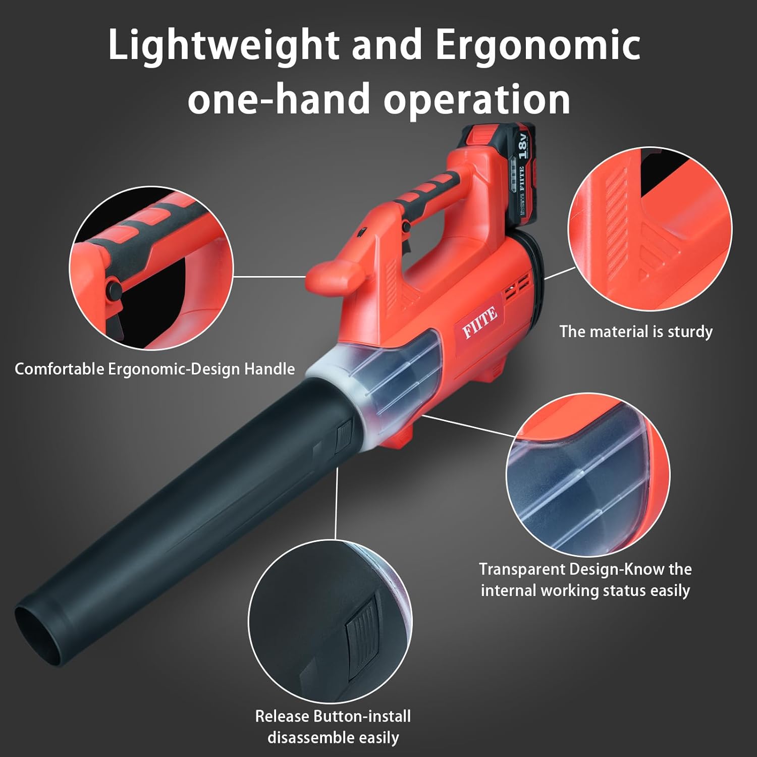 Electric Leaf Blower Cordless with 2 5.0Ah Battery and Charger, 6 Speed Mode 600CFM Patio Tools,18V Battery Powered Lightweight Leaf Cleaner Handheld Blowers for Lawn Care, Dust, Leaves, Yard