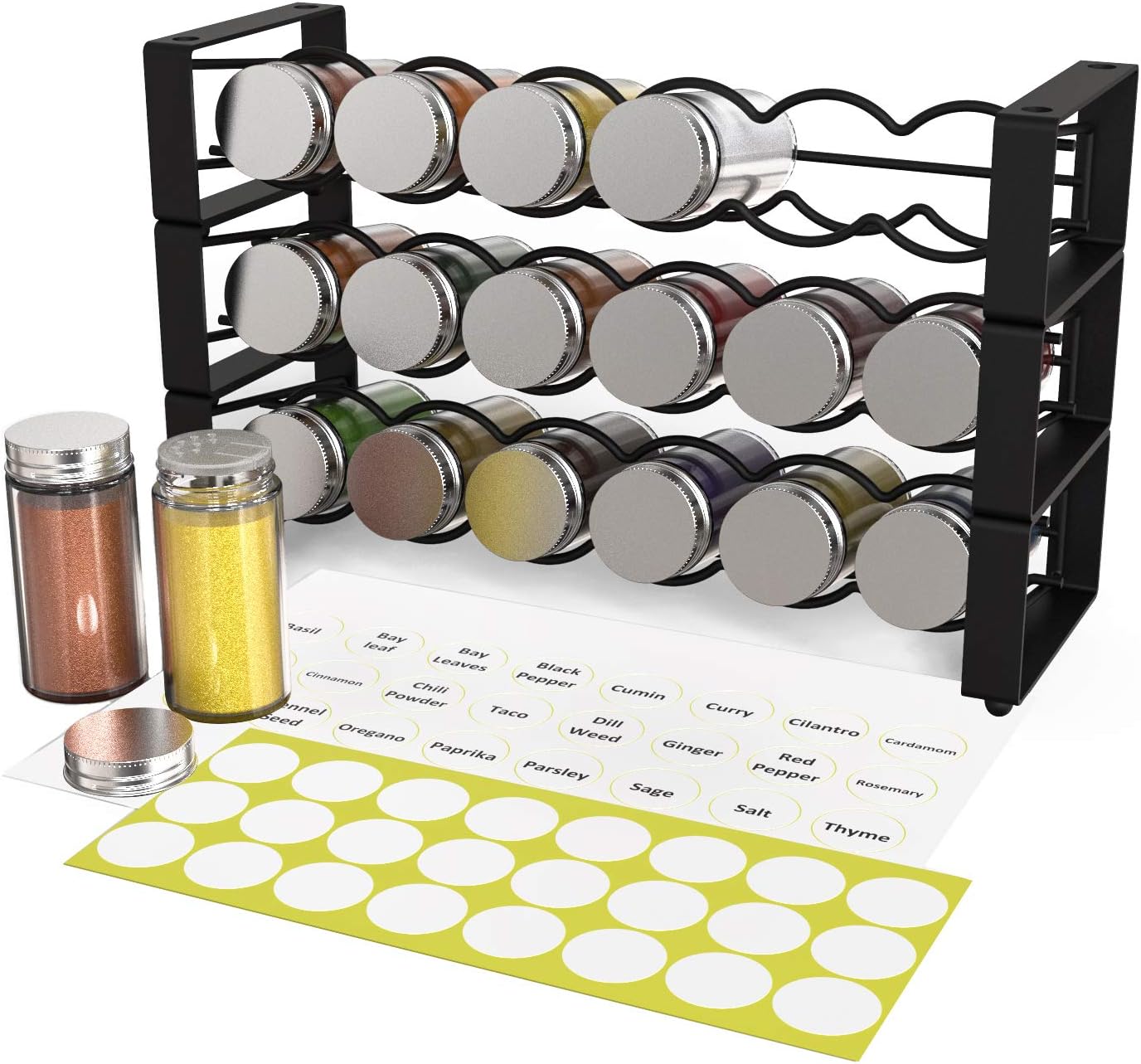 Amazon.com: 3 Tier Stackable Spice Holder Storage Rack Wall Hanging ...