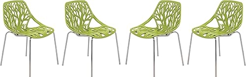 Miniatura 19 de LeisureMod Juego de 4 sillas de comedor modernas con patas cromadas - Sillas de comedor contemporáneas con estilo Menta,Negro