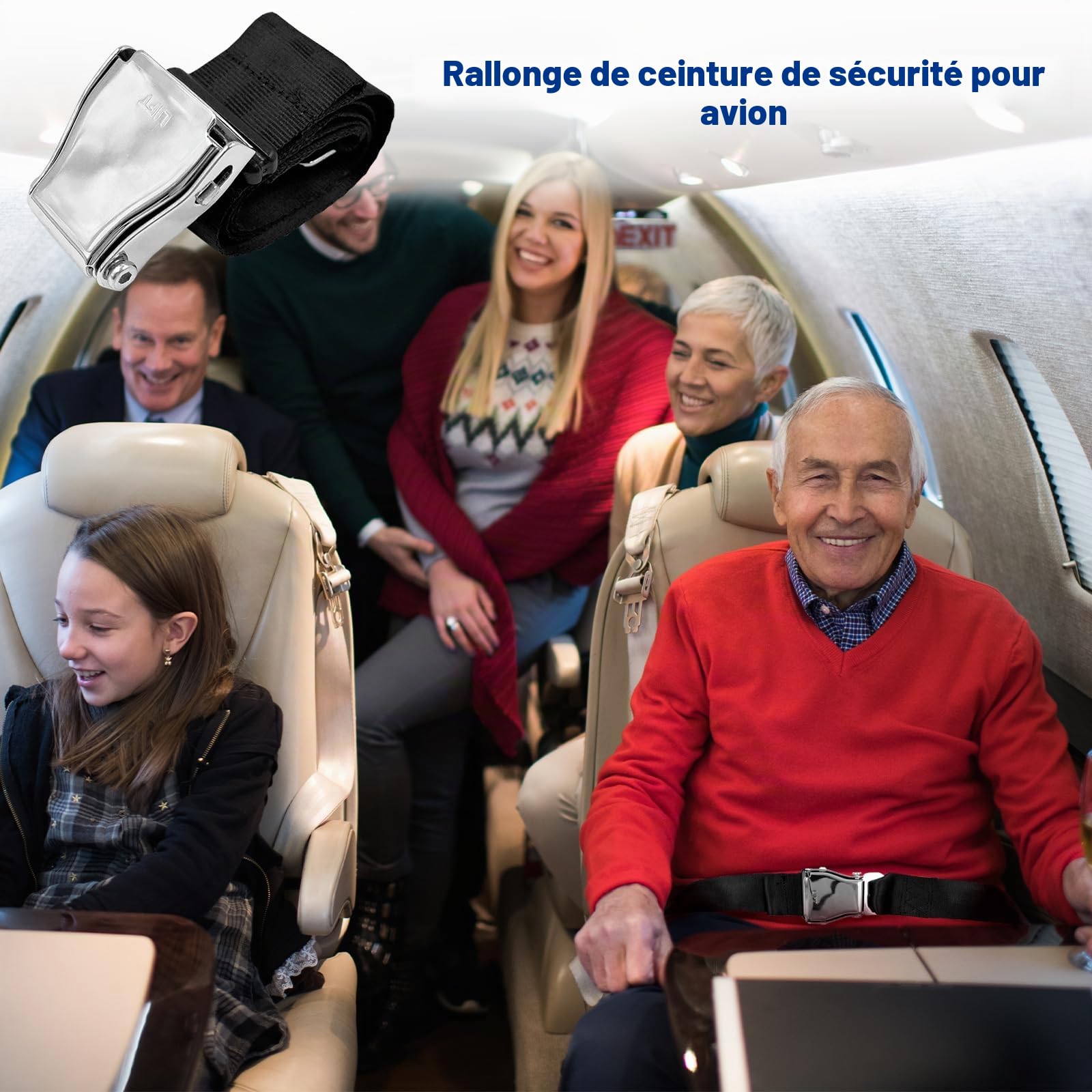 Extension de ceinture de sécurité pour avion de 15,2 à 91,4 cm, en polyester épais, design discret, idéal pour les voyages en avion, les mariages et les anniversaires