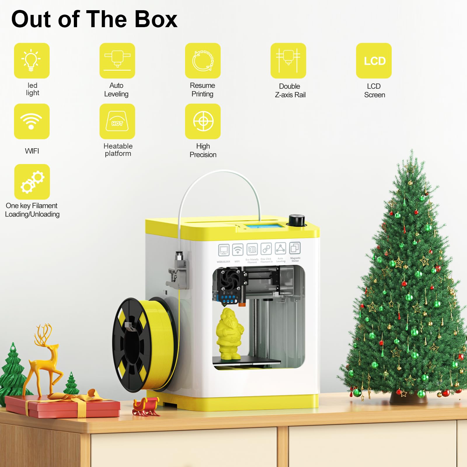 ENTINA Tina2S 3D-Drucker mit Wi-Fi Cloud Printing, Komplett montierter und automatisch nivellierender Mini 3D-Drucker für Anfänger, mit intelligenter Steuerung und beheizter Federstahl-Bauplatte