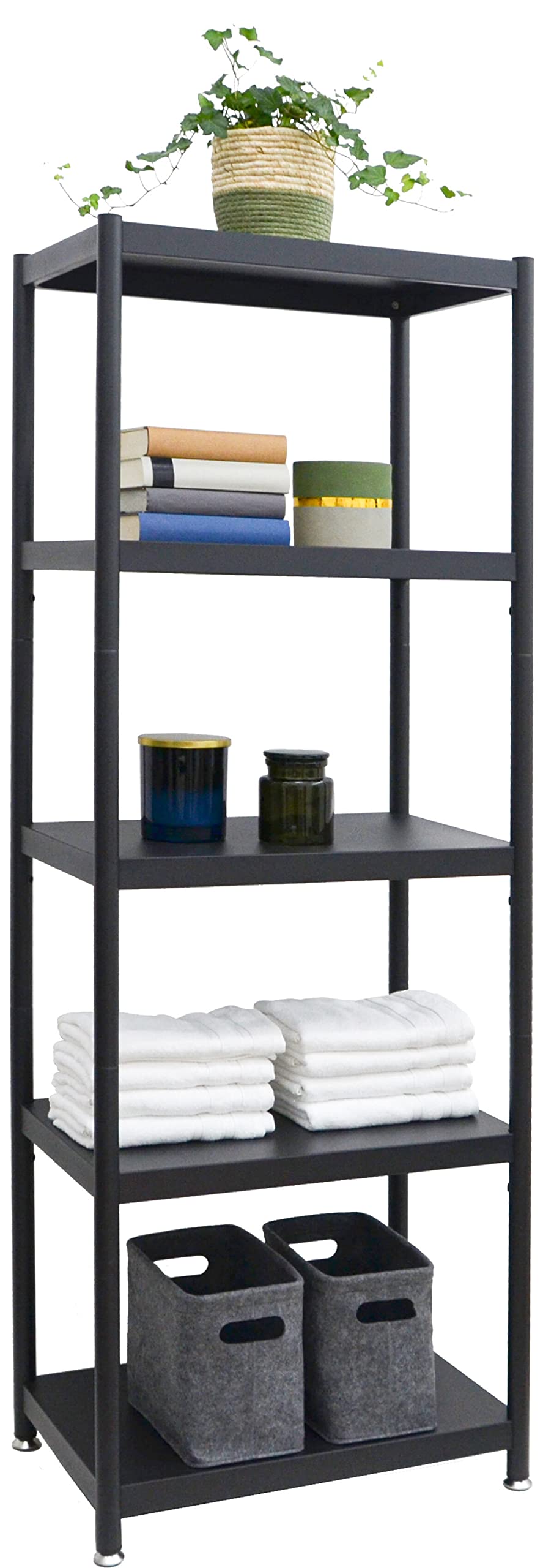 shelfr Estanteria Estilo Industrial Negra - 61x41x170 Estanteria Métalica 5 Niveles - Estanteria Salon Moderna - Muebles de Salon Estanteria Cocina Almacenamiento Estante Industrial Negro Dormitorio