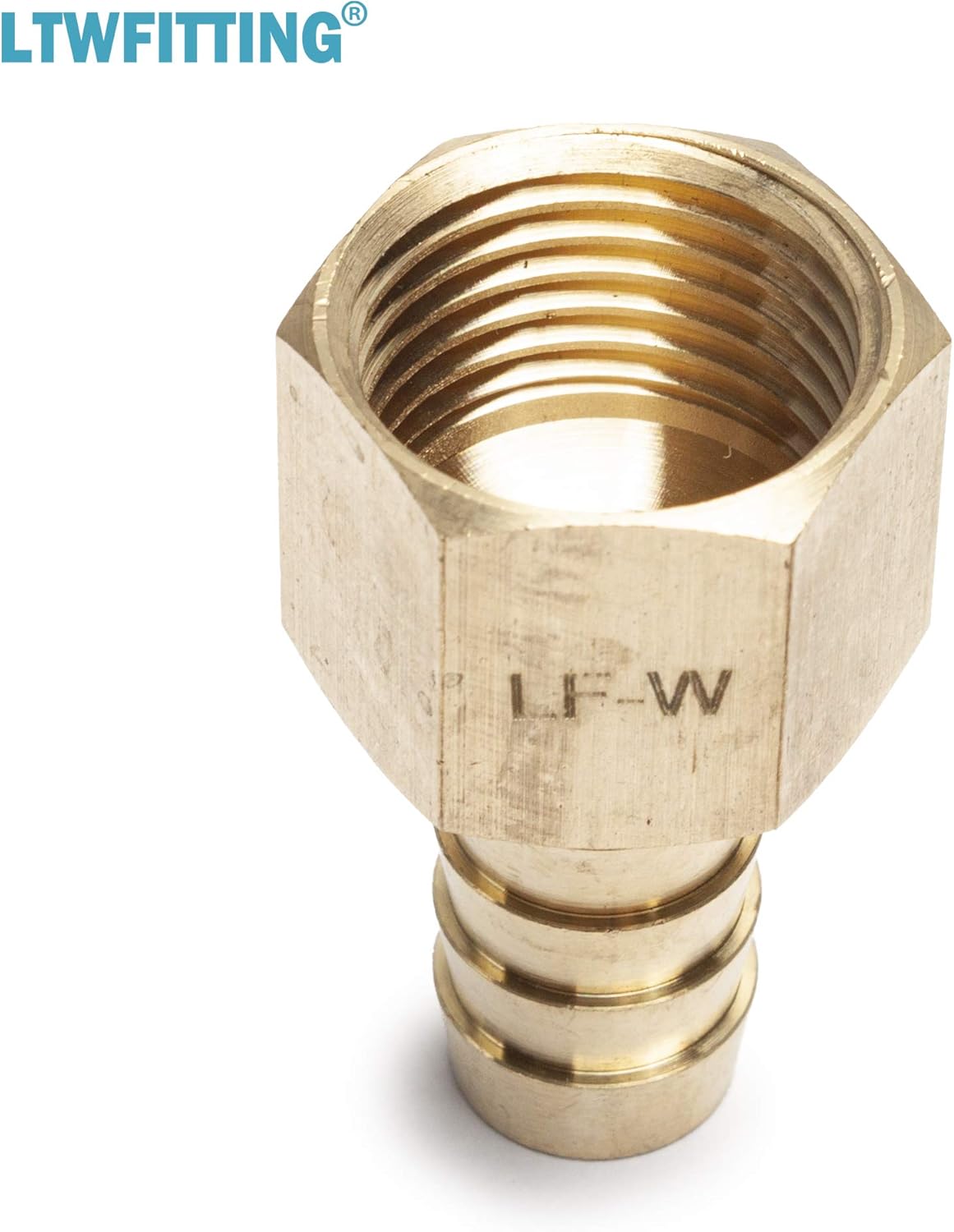 LTWFITTING No Lead Brass Fitting Coupler/Adapter 1/2" Hose Barb x 1/2" Female NPT Fuel Gas Water (Pack of 5)