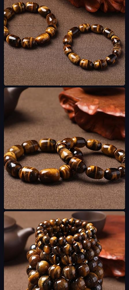 Bracciale Feng Shui In Pietre Naturali - Occhio Di Tigre, Ametista E Citrino - Portafortuna Per Ricchezza E Prosperità - Regolabile, Gioiello Donna - 2