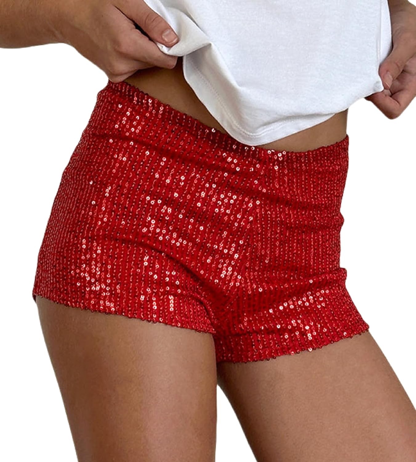 Seyumixi Womens Sequin Micro Shorts Low Waist Sparkly Y2k Cheetah Print Shorts Sexy Rave Bottoms Hot Pants Clubwear