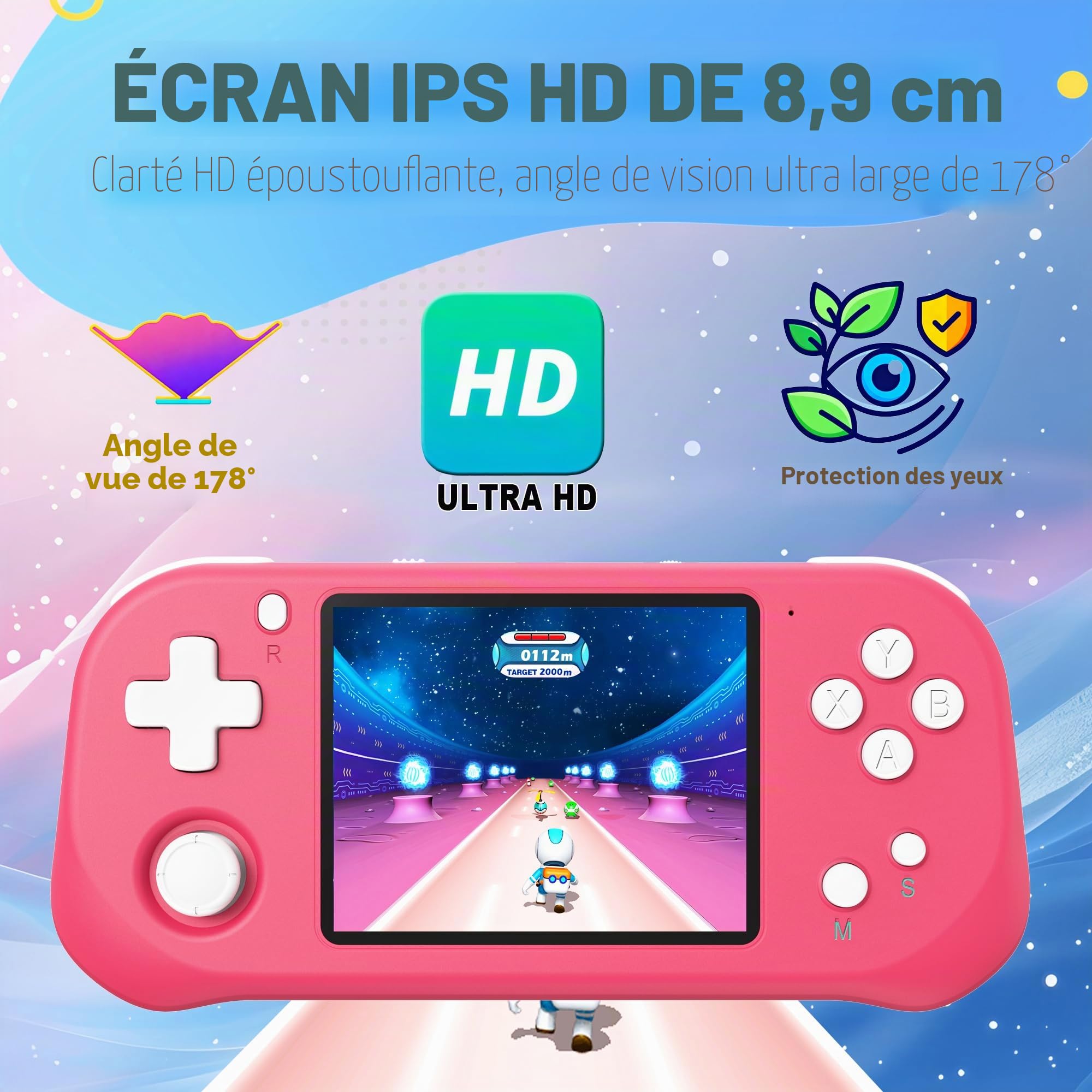 Console de Jeux Portable pour Enfants Adultes Construit en 220 avec 16bit Éducation Jeux Classiques Vidéo Plug & Play et Consoles Système 3.0" LCD Big Écran d’Anniversaire et Cadeau de Noël-Rouge