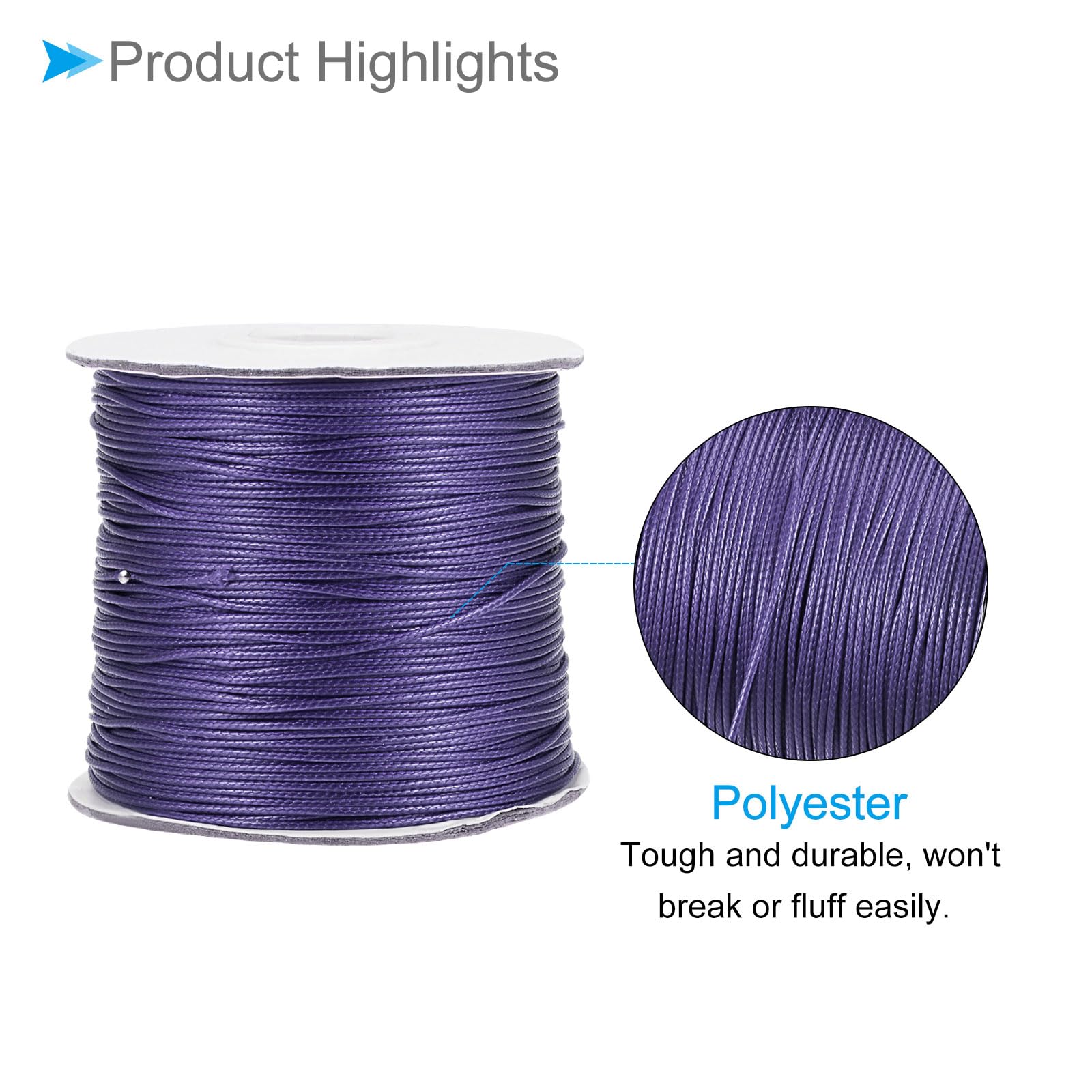 CoCud Waxed Polyester String Cord, 173 Yards 159m Length 0.8mm Dia, Soft Smooth Beading Thread Purple - (Applications: for DIY Craft) - Image 4