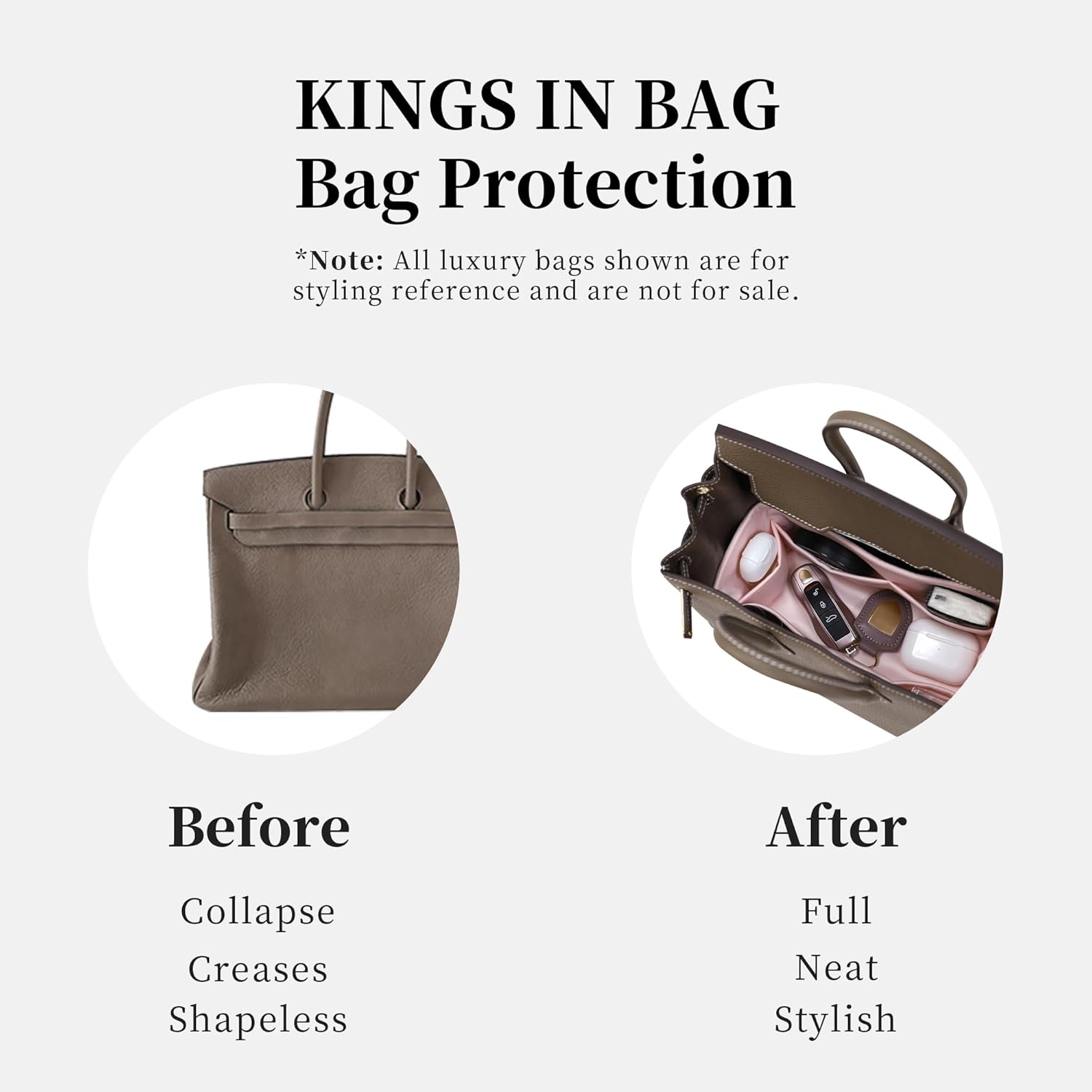 Bag Organizer Insert, Silky-Soft Lightweight Design, Multi-Pocket, Keeps Bag Organized & Protects Interior, Fits Birkin 35, Ideal for Travel & Daily Use(Gold, BK 35)