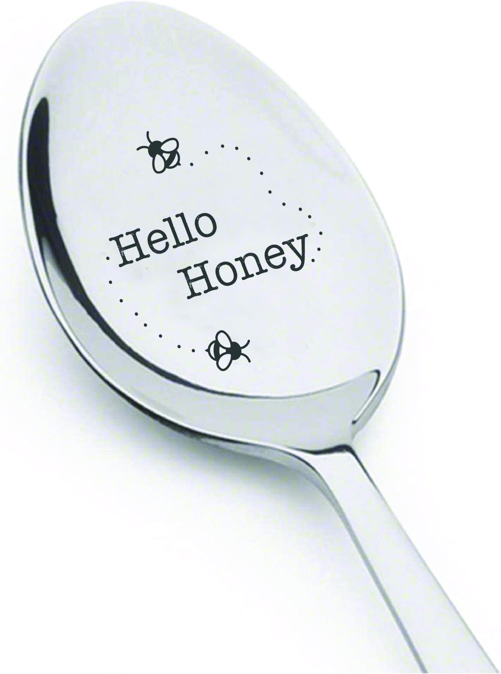 Hello Honey With Bees Engraved Stainless Steel Espresso Or Tea Spoons Gift For Wife Girl Friends Or Loved Ones On Special Occasions- Gifts For Coffee Or Tea Lovers From Boston Creative Company