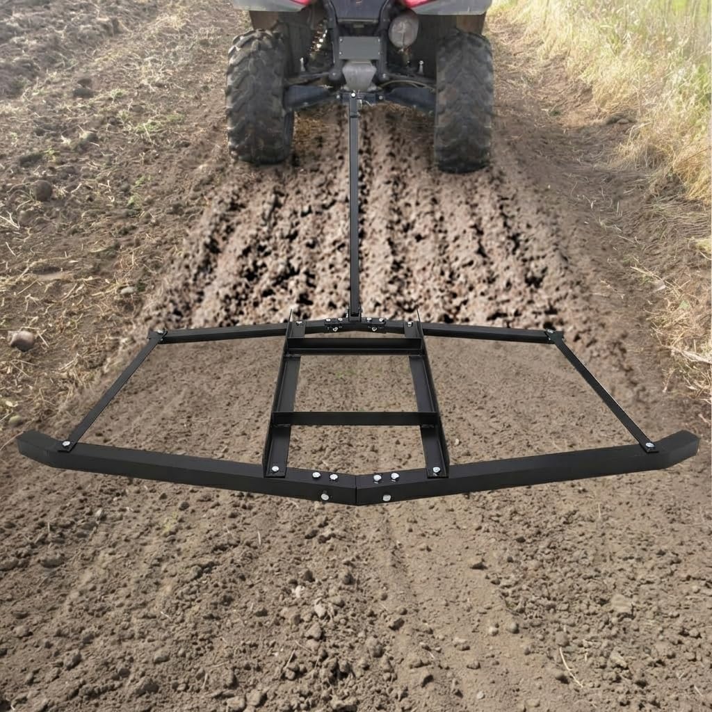 CABIHOME Heavy Duty Steel Drag Harrow & Lawn Leveling Rake, 74" Wide, Up to 50 lbs Capacity, Tow, Behind Grader for Tractor, ATV, UTV, Mower, Ideal for Sand, Gravel, Soil, Garden & Yard Maintenance