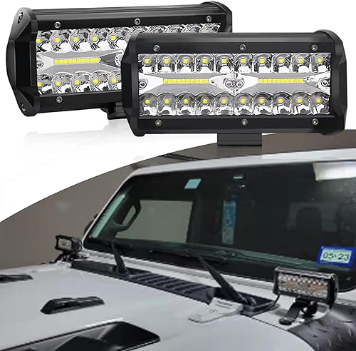 Miniatura 6 de 2 barras de luz LED de 7 pulgadas, luces de conducción de punto de inundación, luces LED todoterreno, luz de trabajo de haz combinado de triple fila