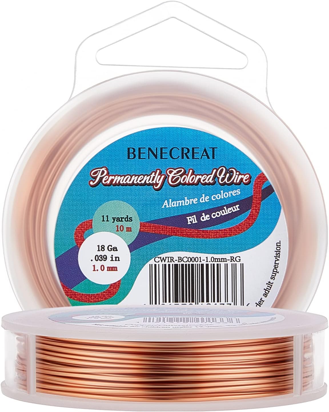 BENECREAT 1mm Real Gold Plated Jewellery Making Copper Wire, 10m Tarnish Resistant Wire Beading Craft Wire for Jewelry Making Supplies and Crafting, Copper Color