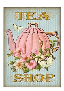 ZMKDLL Retro Style Tea Shop Metal Sign Door Sign, Tea Rooms Sign Afternoon Tea