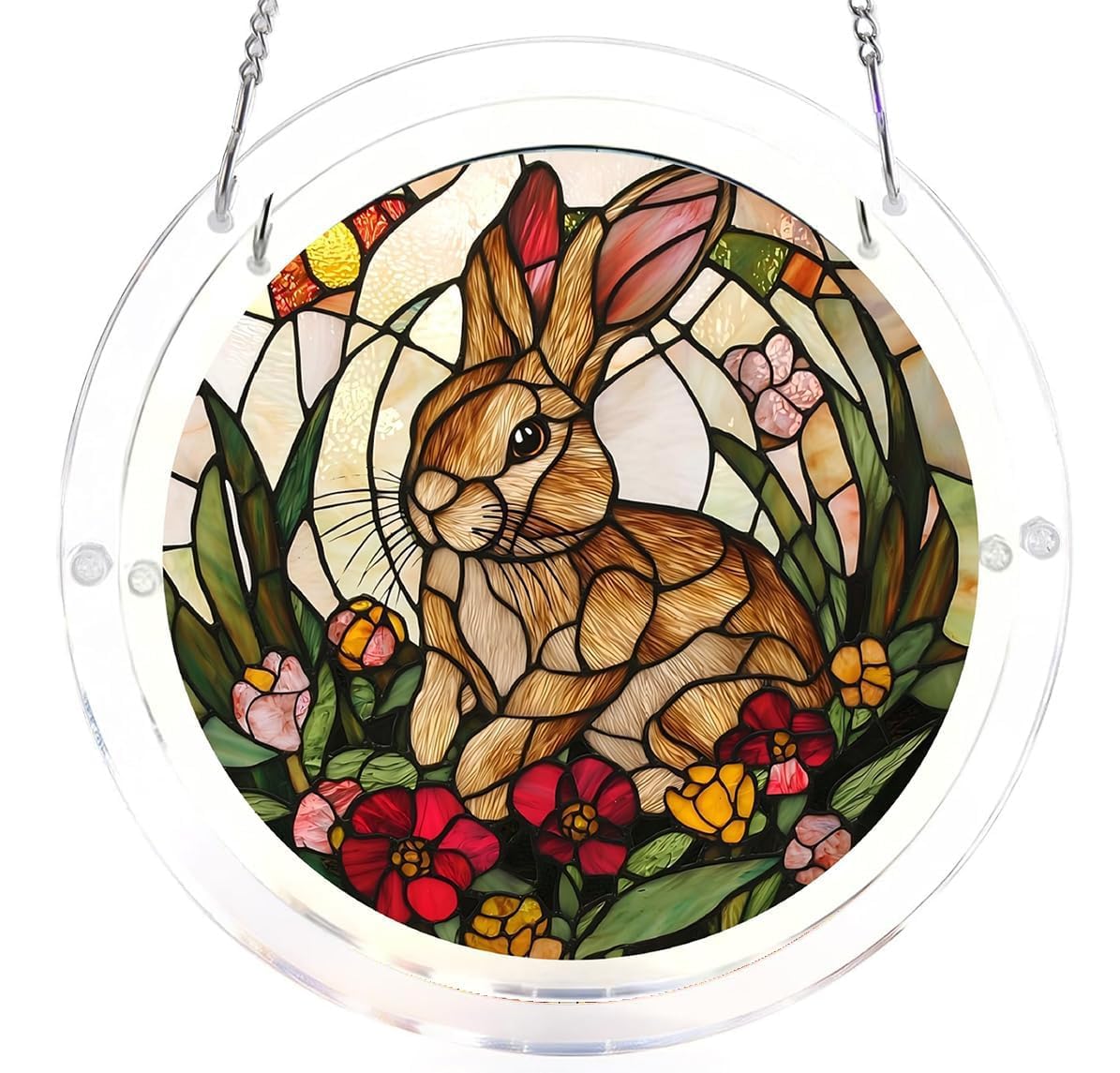 Rabbit Acrylic Jigsaw Puzzles Suncatcher, 8.9 Inch Window Hanging Suncatcher Acrylic Puzzle, DIY Home Decor Art Gift