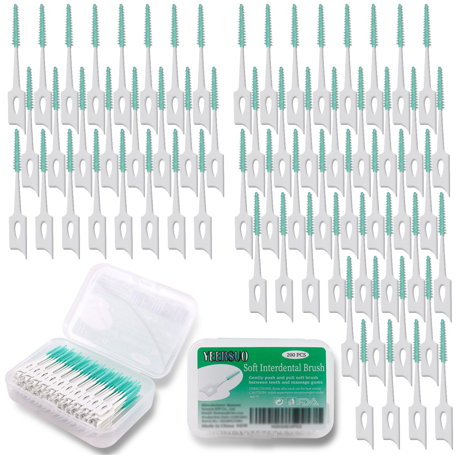 200 PCS Soft Dental Floss Picks Dental Picks with case Toothpicks Brush Between Teeth Tooth Flossing Brush Disposable