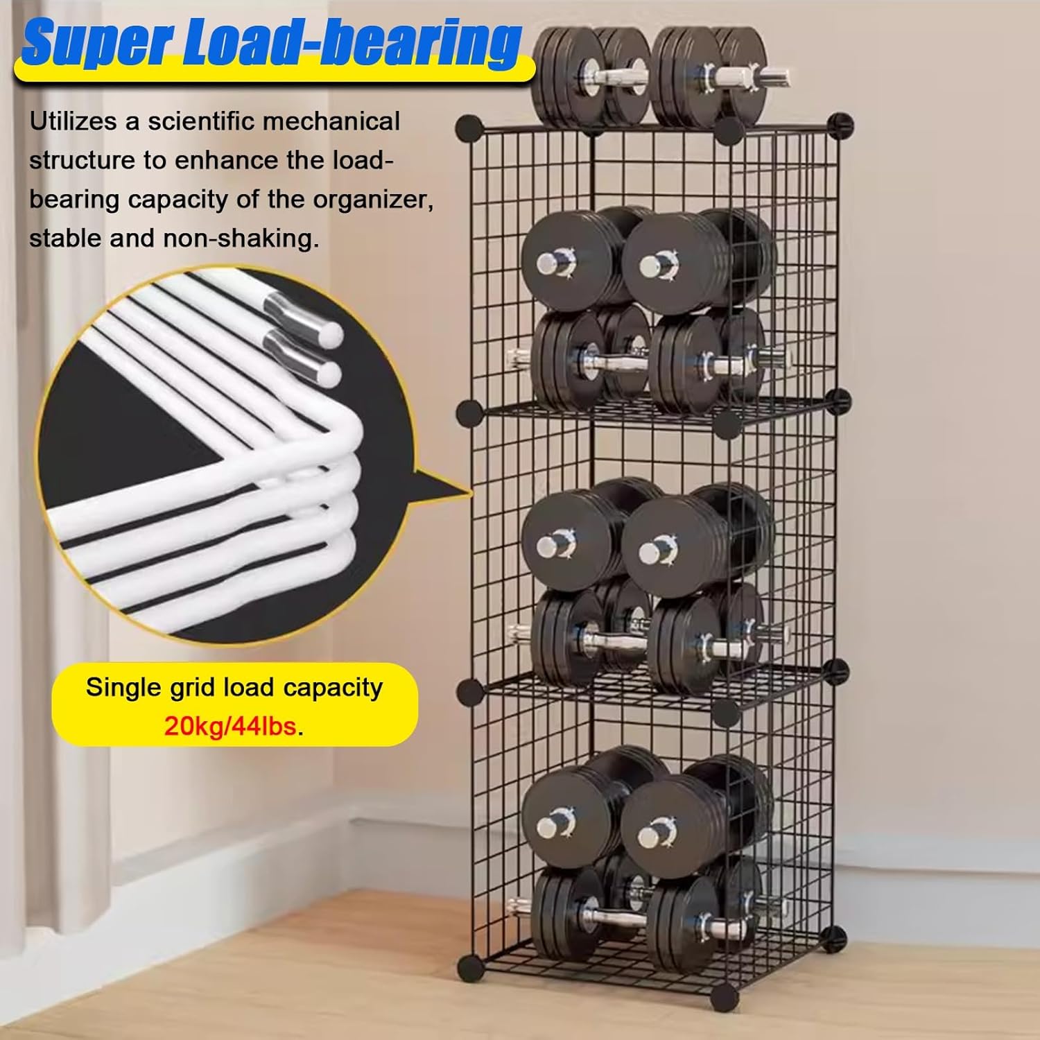 Stackable Safety Helmet Storage Boxes with Wheels, Adjustable Hard Hat Organizer Rack for Construction Sites, Workshop & Retail Display - Durable White Iron Wire, 24 Grids (144)