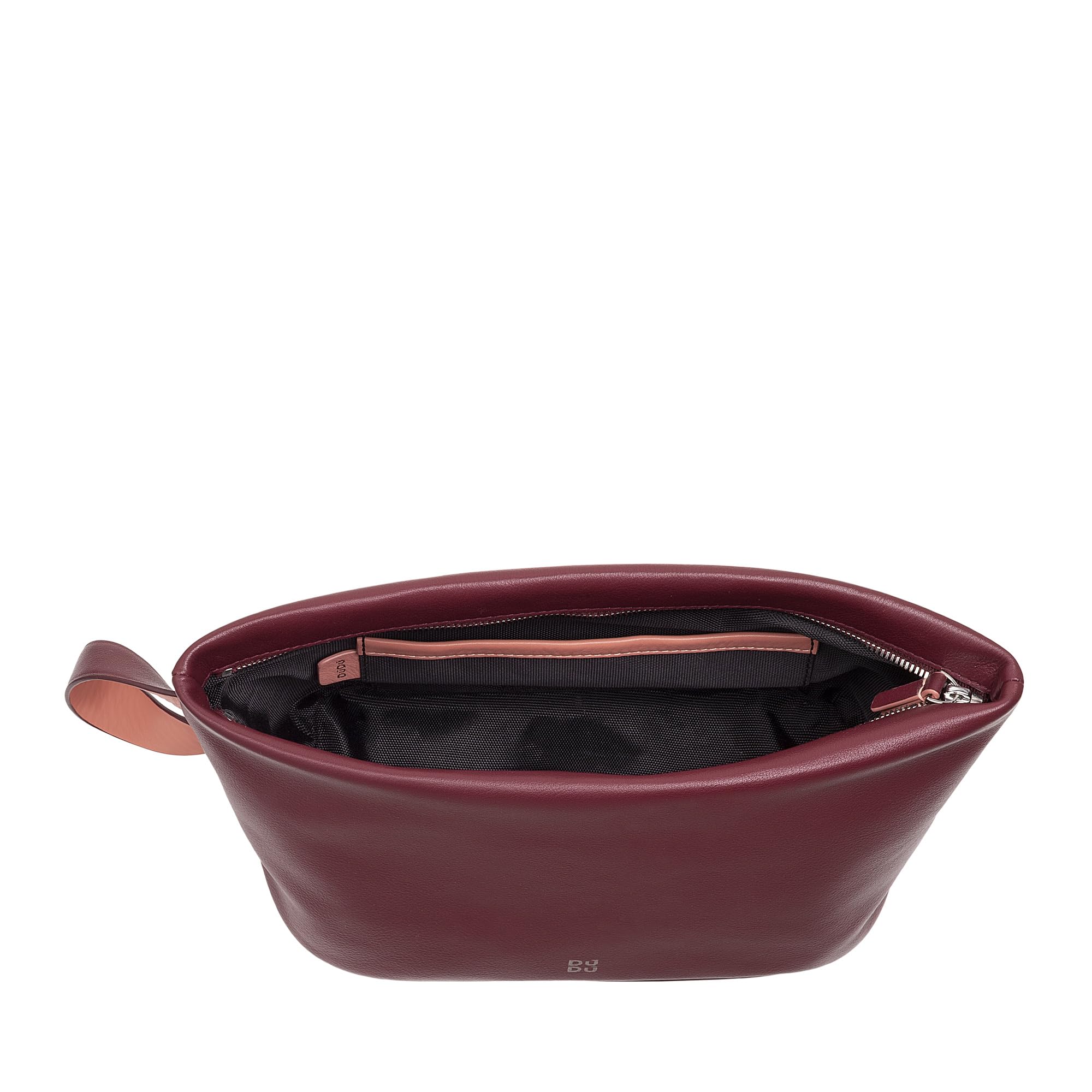 DUDU Leder Kosmetiktasche mit Reißverschluss, große Kosmetiktasche in leuchtenden Farben, ideal für Reisen, Fitnessstudio, Spa, Wasserabweisende Innenausstattung Burgundy
