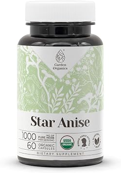 Star Anise USDA Organic 60 كبسولات | المكمل العضوي الطبيعي | كبسولات نباتية عضوية معتمدة و Anise Star Anise Illicium verum Dried Seed 60 Capsules