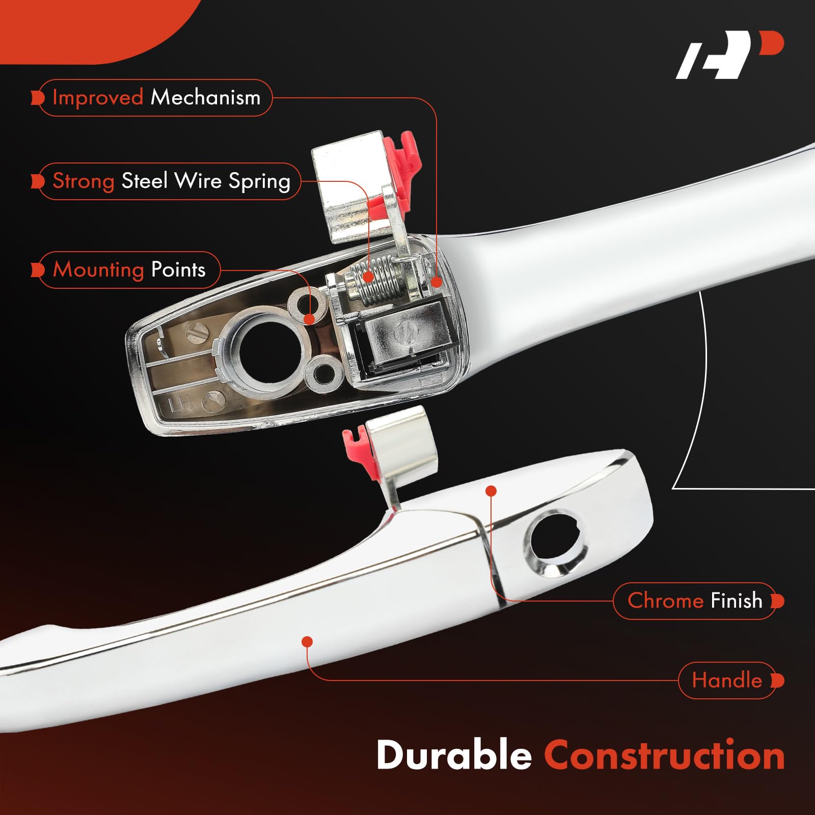 Office Oem RANSOTO Manija De Puerta Exterior Compatible Con Chrysler 300  300C 2005-2010, Dodge Magnum 2005-2008, Dodge Charger 2006-2010 Reemplazar  CH1310142 5065801AG 4589009AH Juego De 4 Ralph Lauren Hombre, image size:1600x1600
