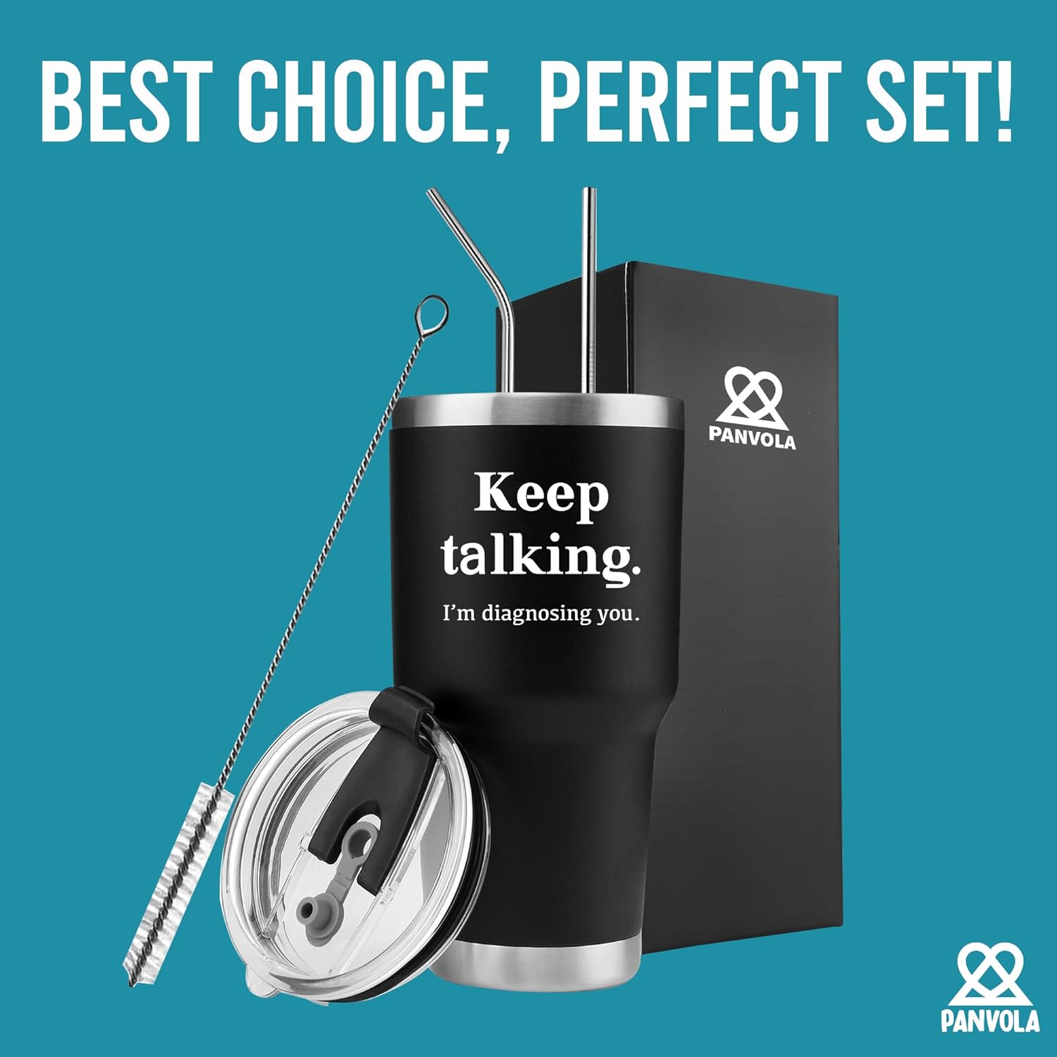 Keep Talking I'm Diagnosing You Counsellor Vacuum Insulated Tumbler Psychologist Psychology Doctor Dr Therapist Psychiatrist Funny Travel Mug With Stainless Steel Straw and Removable Lid (30 oz) - Image 5