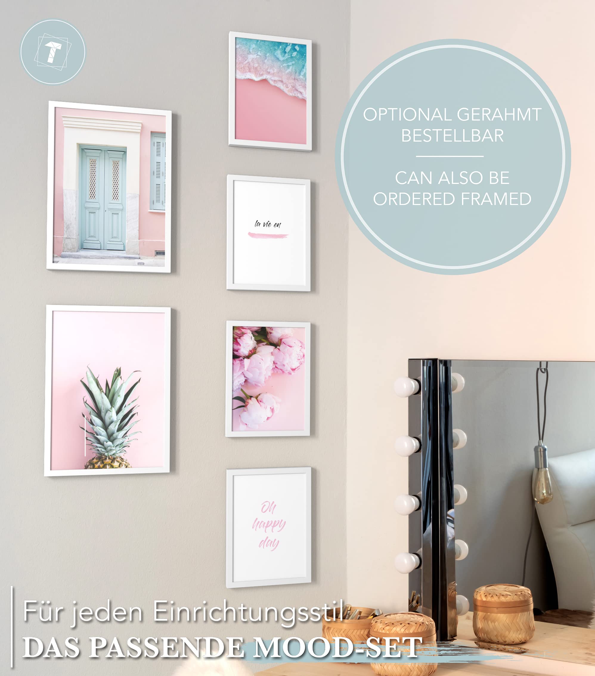 CECOMBINE Set di Stampe da Parete, 3 Pezzi Tenersi per Mano in Bianco e Nero Poster Quadri