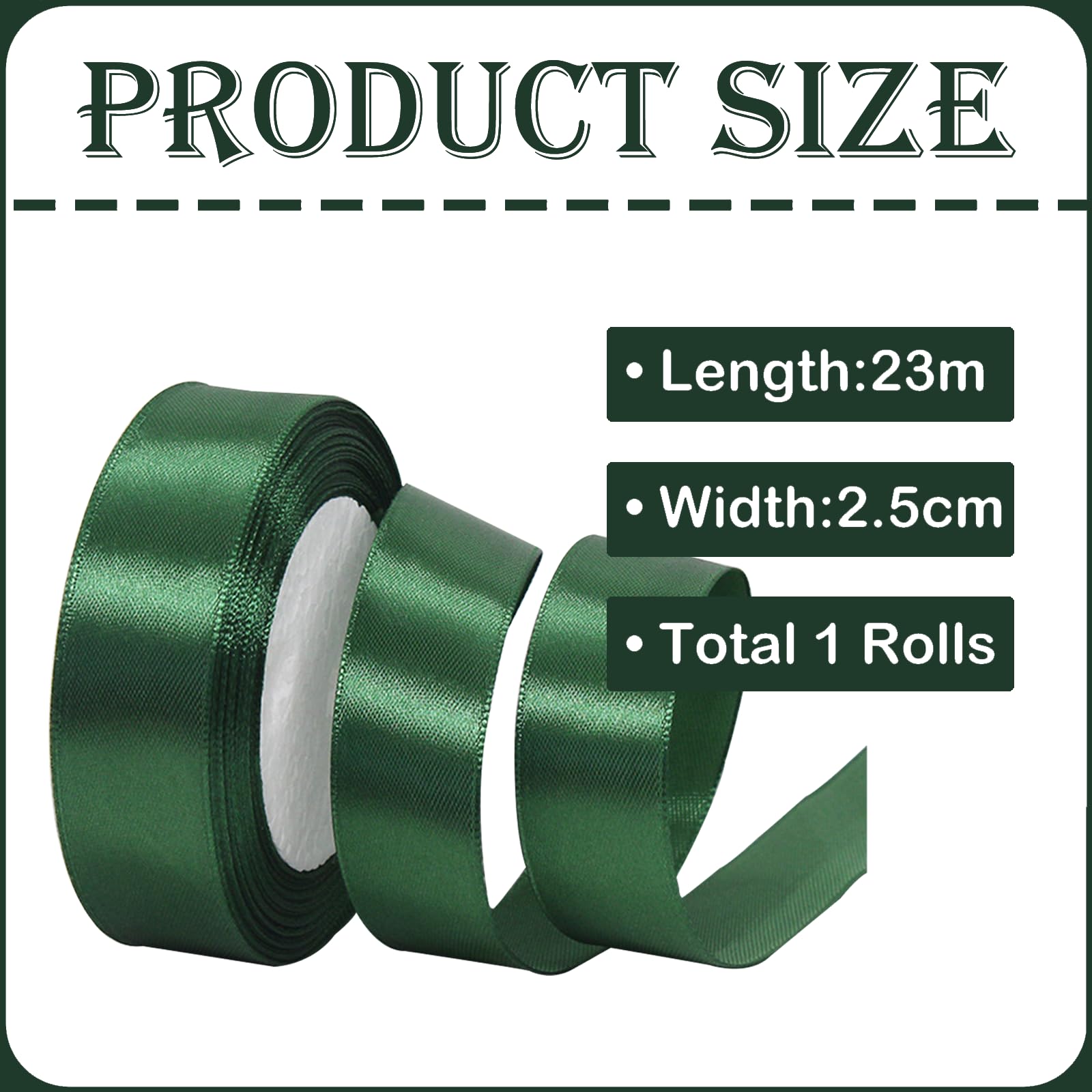 POPOYU Satinband Schwarz – 25 Mm Breit, 23 Meter, Geschenkband Zum Basteln
