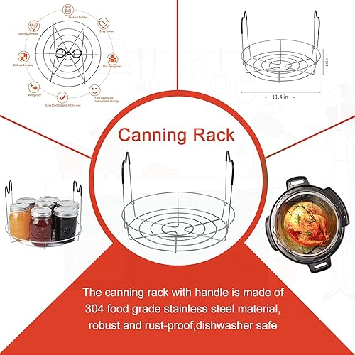 Miniatura 2 de Kit de suministros para conservas 9 piezas de acero inoxidable 430 estante, embudo, elevador de tarros, llave de tarro, levantador de tapa, pinzas