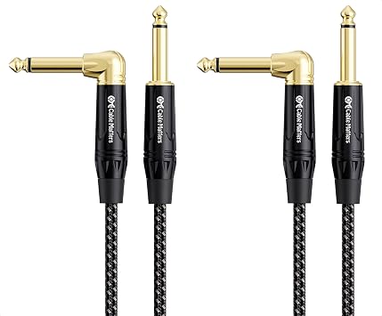 Cable Matters 2-Pack Braided Right Angle Guitar Cable 3m