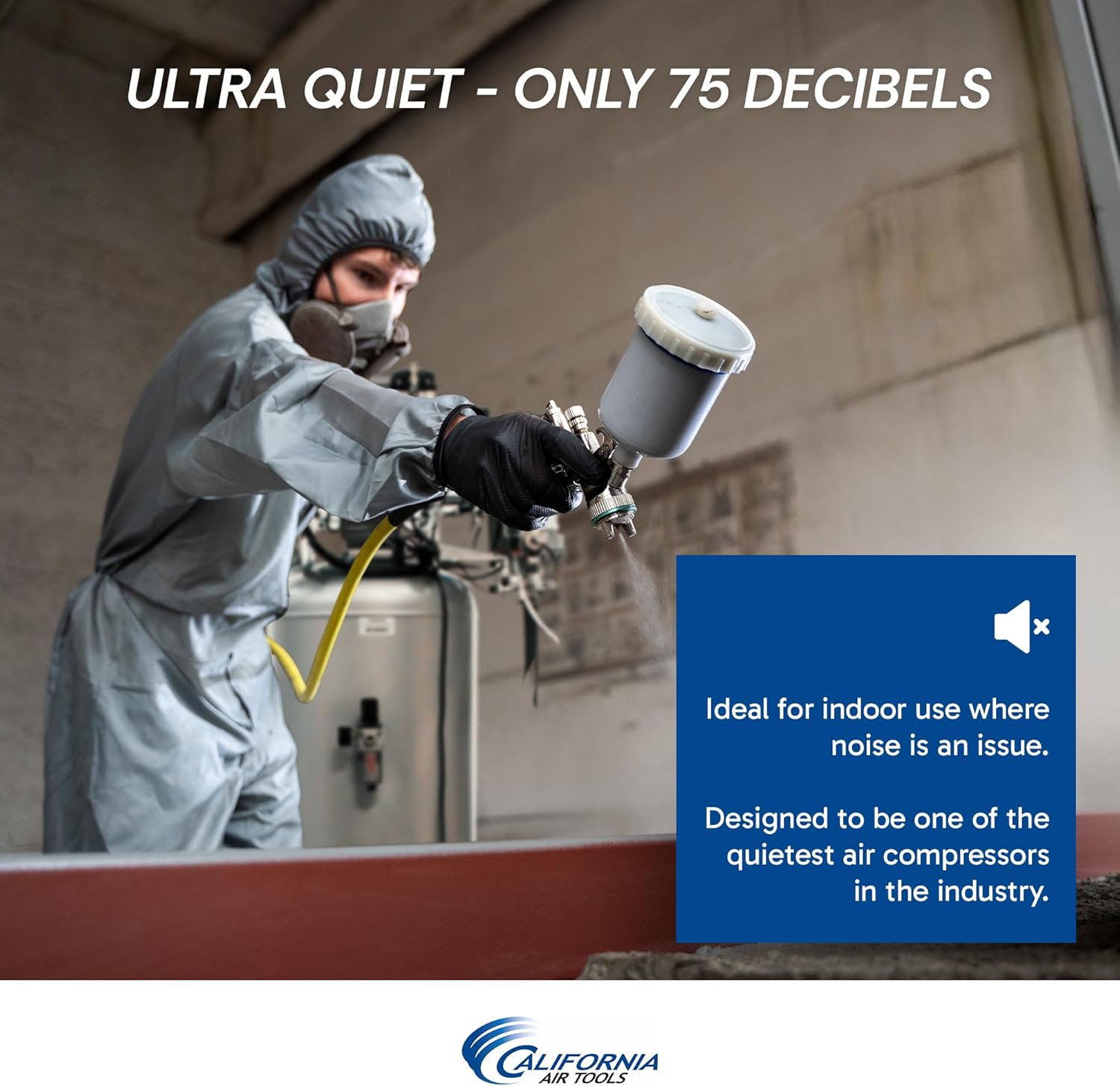 California Air Tools 60040DCADC 4.0 HP Ultra Quiet and Oil-Free Air Compressor, 60 Gallon Steel Tank, 75 dBA Noise Level, with Air Drying System and Auto Drain