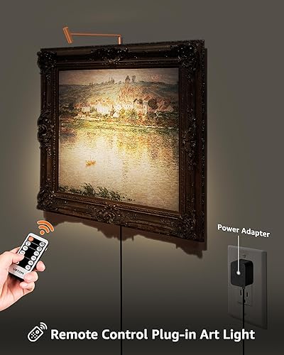 Miniatura 3 de Luz de imagen enchufable, luces de arte regulables para pinturas, control remoto, marco de fotos de 3000 K, luz con temporizador, CRI 90 luces LED
