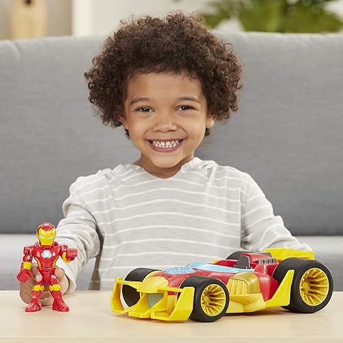 Miniatura 8 de Playskool Heroes Marvel Super Hero Adventures Iron Man Speedster, juego de figura y vehículo de 5 pulgadas, juguetes coleccionables para niños a