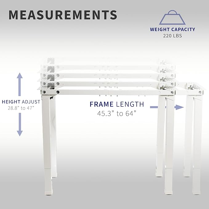 Base Escritorio Eléctrico VIVO 4 Patas Doble Motor Blanco miniatura 5