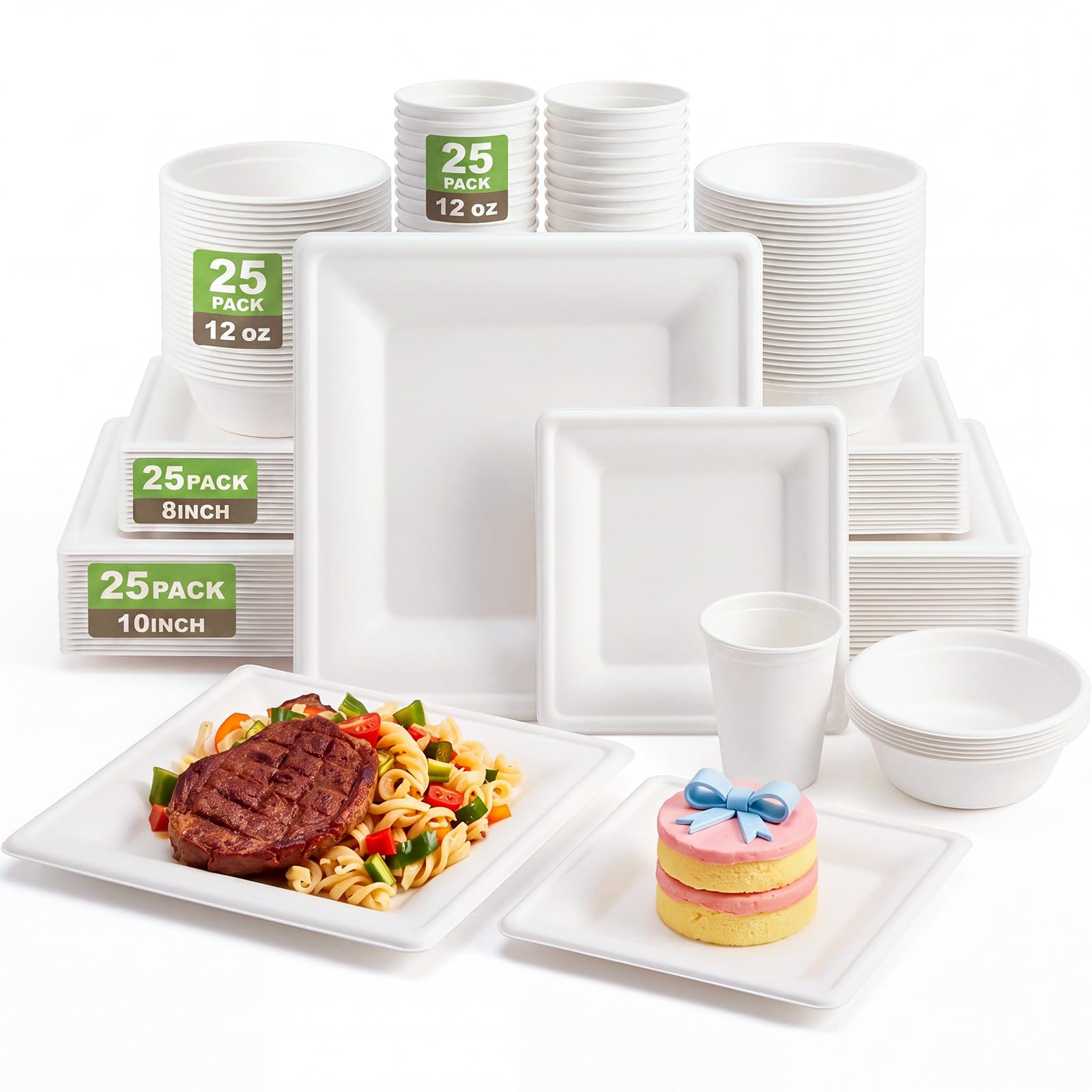 Havawish Compostable Plates & Bowls - 25 Guest Set -8