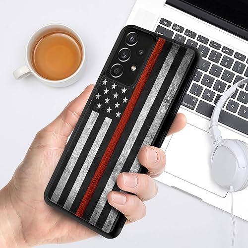 Miniatura 6 de CARLOCA Funda compatible con Samsung Galaxy A53 5G, diseño gráfico de identidad de bandera estadounidense negra y roja, a prueba de golpes,